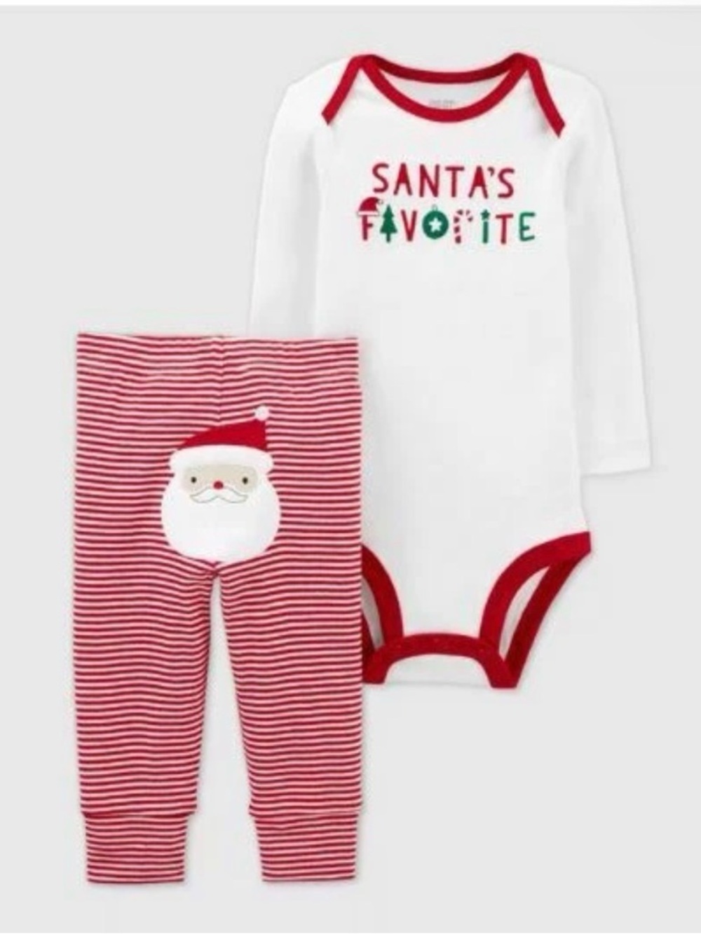 CARTER'S “SANTA’S FAVORITE” PANTS SET - RED SIZE 3 MONTHS (NEW WITH TAGS) A2